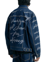 Men's Denim Jacket With Stylish Script Print